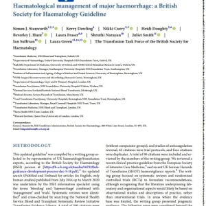 Haematological management of major haemorrhage: a British Society for Haematology Guideline