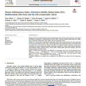 Dietary Inflammatory Index, Alternative Healthy Eating Index-2010, Mediterranean Diet Score and the risk of pancreatic cancer