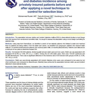 Association between statin exposure and diabetes incidence among privately-insured patients before and after applying a novel technique to control for selection bias
