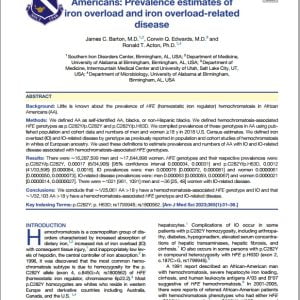 HFE hemochromatosis in African Americans: Prevalence estimates of iron overload and iron overload-related disease