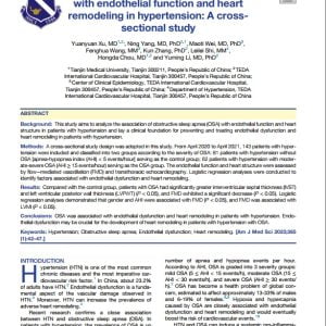 Association of obstructive sleep apnea with endothelial function and heart remodeling in hypertension: A cross-sectional study