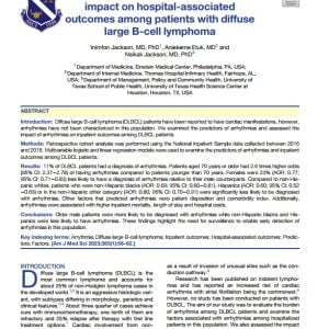 Arrhythmia prevalence, predictors, and impact on hospital-associated outcomes among patients with diffuse large B-cell lymphoma