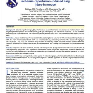 Aquaporin-1 inhibition exacerbates ischemia-reperfusion-induced lung injury in mouse