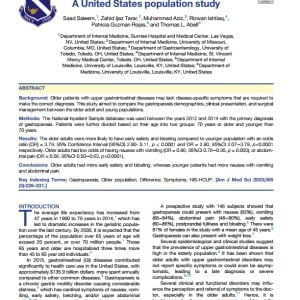 Gastroparesis in geriatrics population: A United States population study