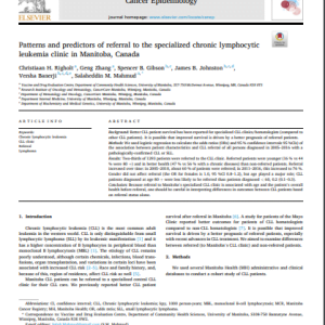 Patterns and predictors of referral to the specialized chronic lymphocytic leukemia clinic in Manitoba, Canada