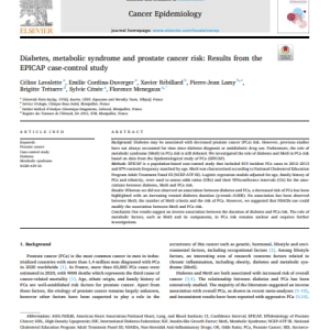 Diabetes, metabolic syndrome and prostate cancer risk: Results from the EPICAP case-control study