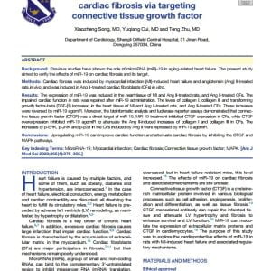 MicroRNA-19 upregulation attenuates cardiac fibrosis via targeting connective tissue growth factor