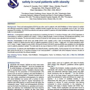 Direct oral anticoagulants and warfarin safety in rural patients with obesity