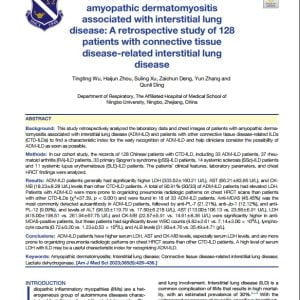 Clinical and HRCT features of amyopathic dermatomyositis associated with interstitial lung disease: A retrospective study of 128 patients with connective tissue disease-related interstitial lung disease