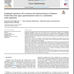 Esophageal squamous cell carcinoma and adenocarcinoma in Malaysia – Pooled data from upper gastrointestinal centers in a multiethnic Asian population