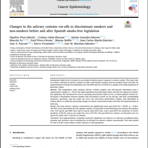 Changes in the salivary cotinine cut-offs to discriminate smokers and non-smokers before and after Spanish smoke-free legislation
