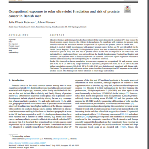 Occupational exposure to solar ultraviolet B radiation and risk of prostate cancer in Danish men