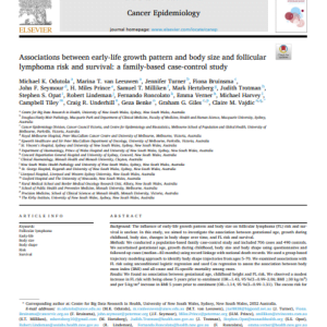 Associations between early-life growth pattern and body size and follicular lymphoma risk and survival: a family-based case-control study