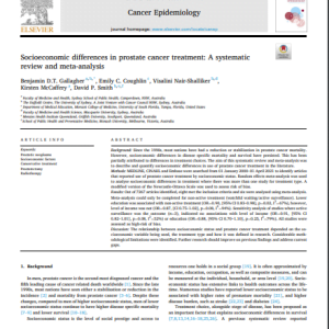 Socioeconomic differences in prostate cancer treatment: A systematic review and meta-analysis