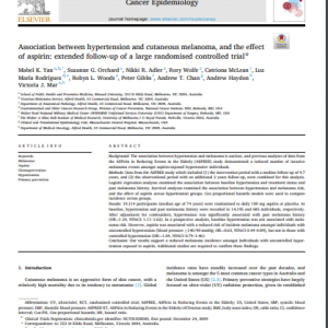 Association between hypertension and cutaneous melanoma, and the effect of aspirin: extended follow-up of a large randomised controlled trial
