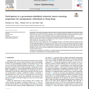 Participation in a government-subsidised colorectal cancer screening programme for asymptomatic individuals in Hong Kong