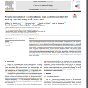 National assessment of recommendations from healthcare providers for smoking cessation among adults with cancer