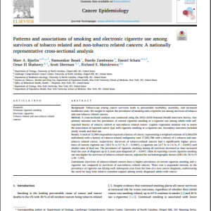 Patterns and associations of smoking and electronic cigarette use among survivors of tobacco related and non-tobacco related cancers: A nationally representative cross-sectional analysis