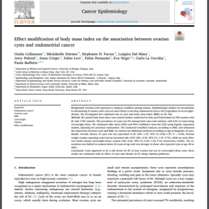 Effect modification of body mass index on the association between ovarian cysts and endometrial cancer