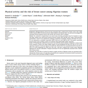 Physical activity and the risk of breast cancer among Nigerian women