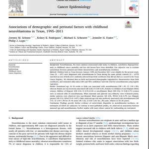 Associations of demographic and perinatal factors with childhood neuroblastoma in Texas, 1995–2011
