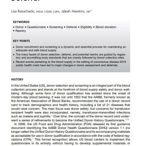 Donor Screening and Deferral