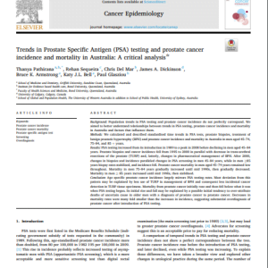 Trends in Prostate Specific Antigen (PSA) testing and prostate cancer incidence and mortality in Australia: A critical analysis