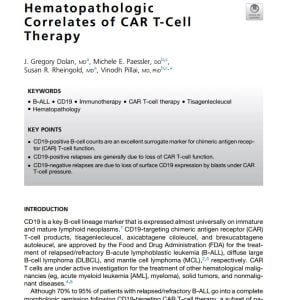 Hematopathologic Correlates of CAR T-Cell Therapy