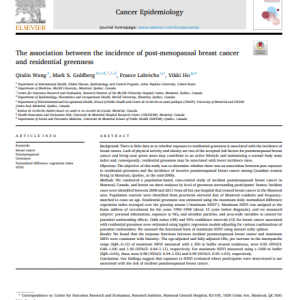 The association between the incidence of post-menopausal breast cancer and residential greenness