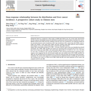 Dose-response relationship between fat distribution and liver cancer incidence: A prospective cohort study in Chinese men