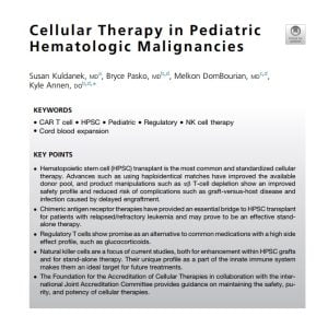Cellular Therapy in Pediatric Hematologic Malignancies