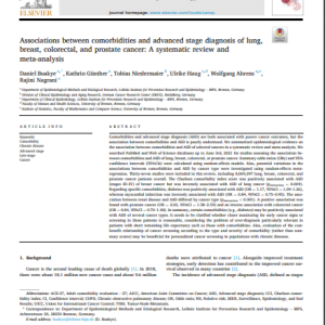 Associations between comorbidities and advanced stage diagnosis of lung, breast, colorectal, and prostate cancer: A systematic review and meta-analysis