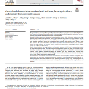 County-level characteristics associated with incidence, late-stage incidence, and mortality from screenable cancers