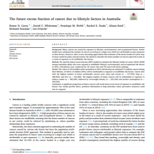 The future excess fraction of cancer due to lifestyle factors in Australia
