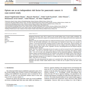 Opium use as an independent risk factor for pancreatic cancer: A case-control study