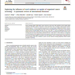 Exploring the influence of rural residence on uptake of organized cancer screening – A systematic review of international literature