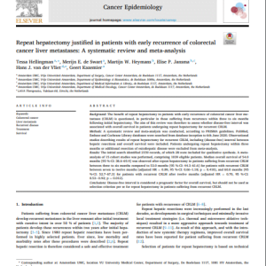 Repeat hepatectomy justified in patients with early recurrence of colorectal cancer liver metastases: A systematic review and meta-analysis
