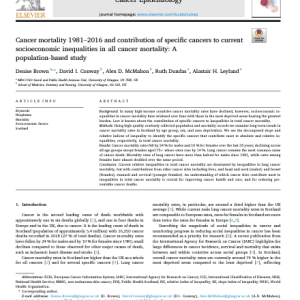 Cancer mortality 1981–2016 and contribution of specific cancers to current socioeconomic inequalities in all cancer mortality: A population-based study