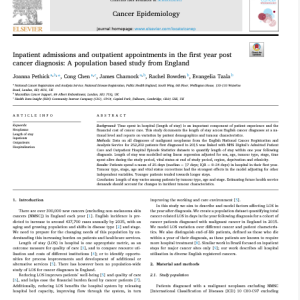 Inpatient admissions and outpatient appointments in the first year post cancer diagnosis: A population based study from England